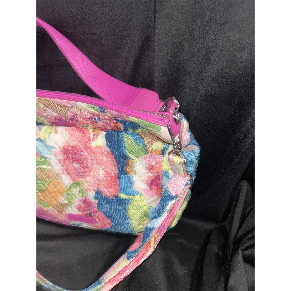 NWT Vera Bradley Cotton Carson Shoulder Purse 'Superbloom' pattern & Two Straps - Picture 6 of 9